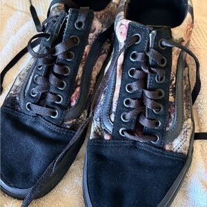 Vans Black and Brown Floral Low-Top Sneakers